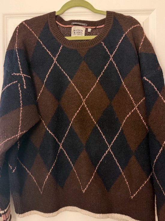 Scotch & Soda Sweaters - Scotch & Soda Navy and Chocolate Brown Argyle Sweater